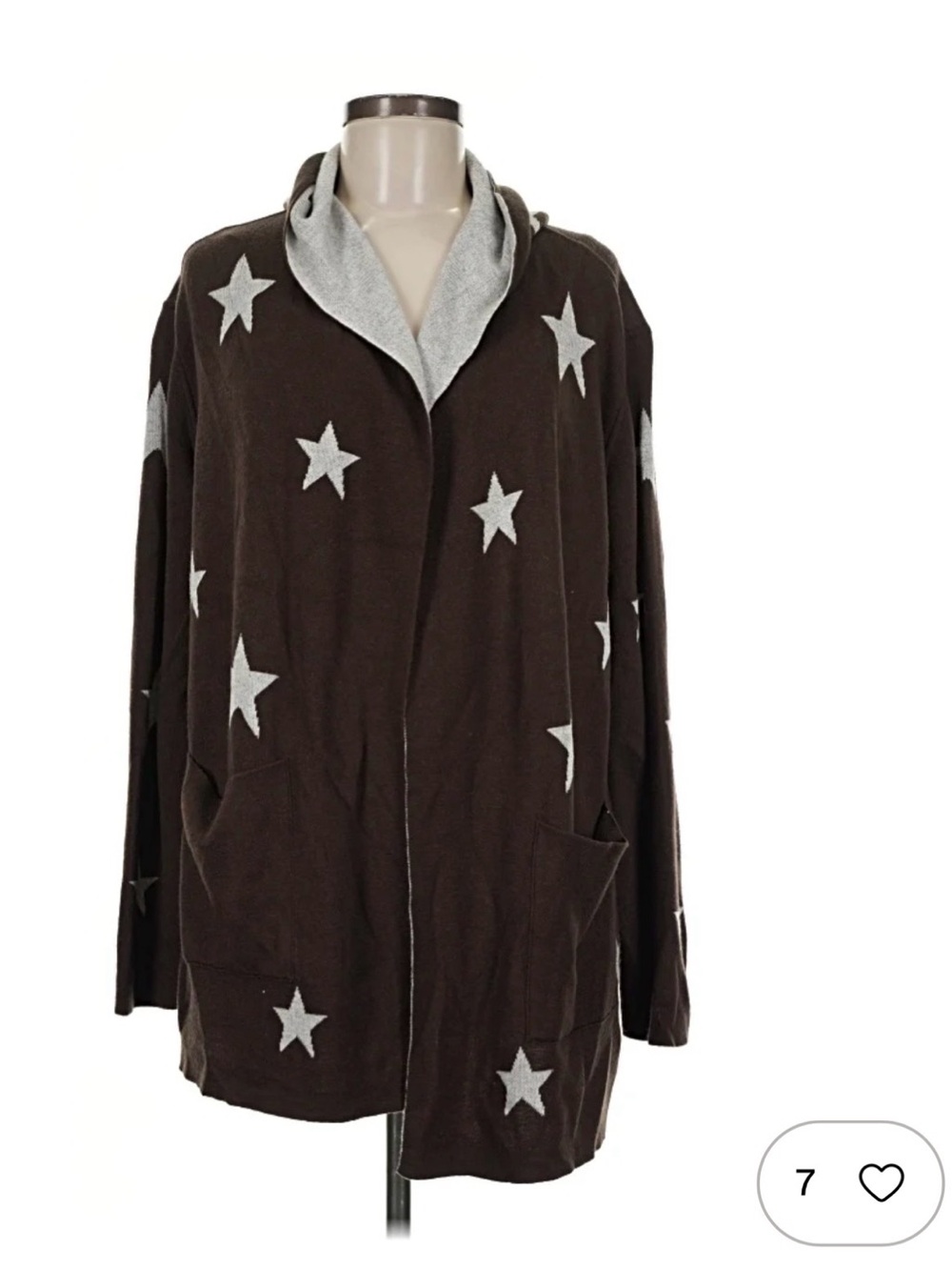 Splendid Navy/White Hooded Cardigan Size Small